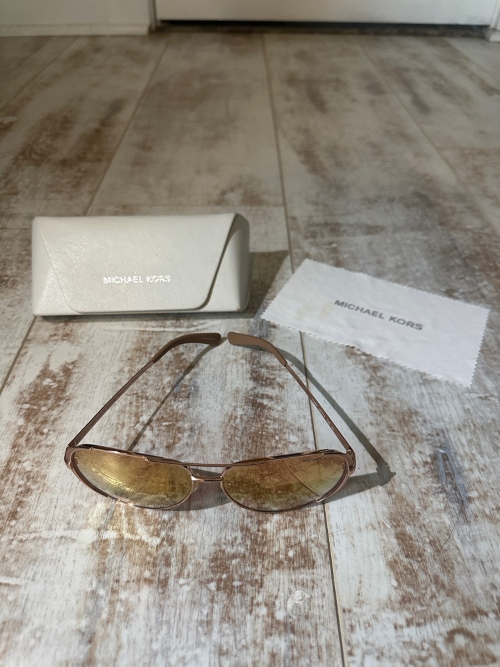 Michael Kors Rose Gold Sunglasses with Gold Mirrored Lenses